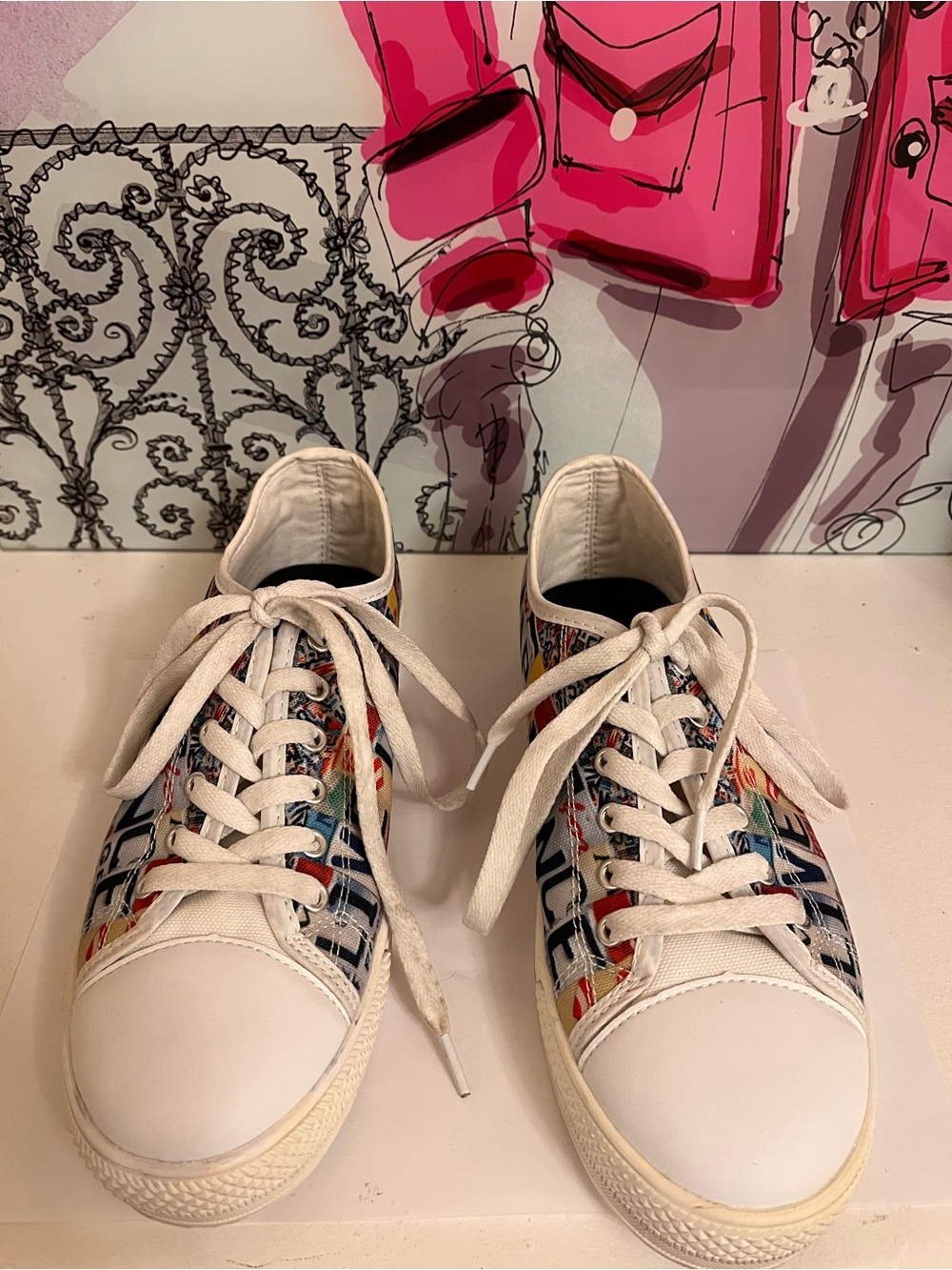 “Live, Love, Dance" License Plate Print Canvas Sneakers - EU 39 (US Women’s 8)